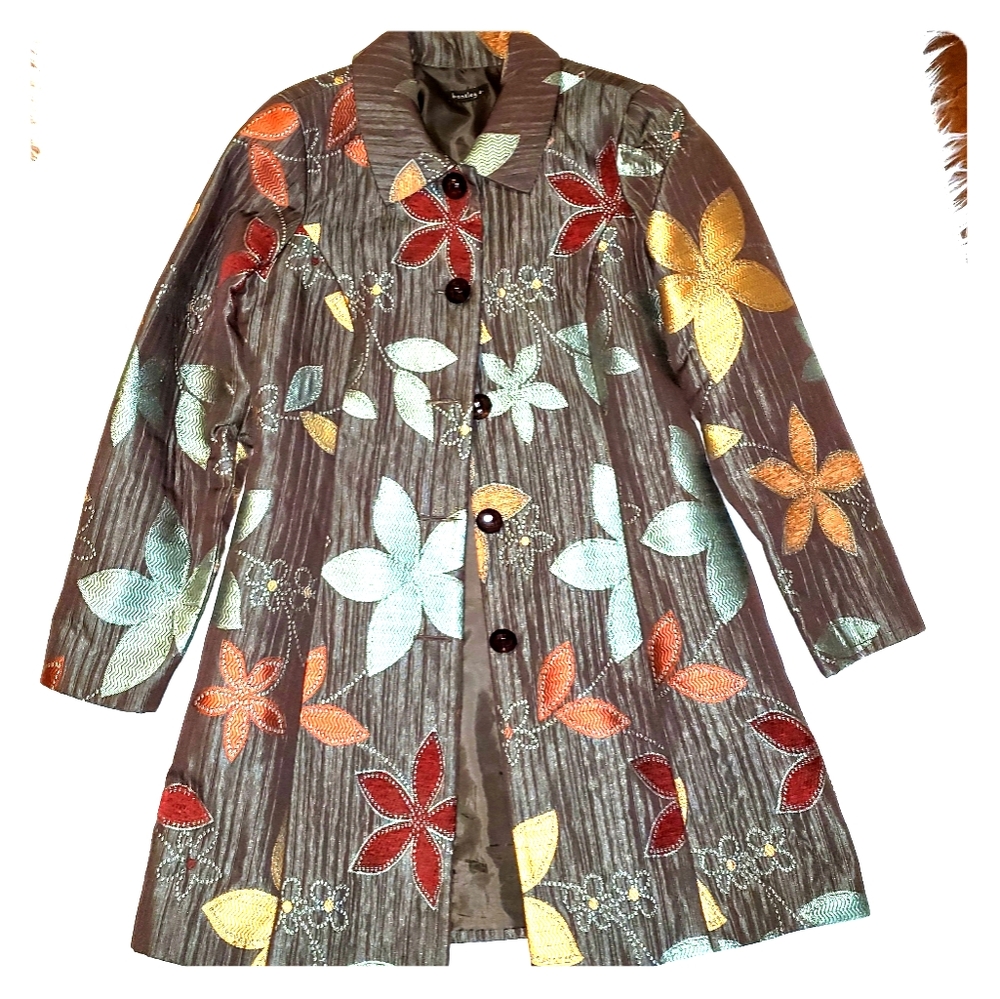 Bentley a. Floral print coat duster jacket